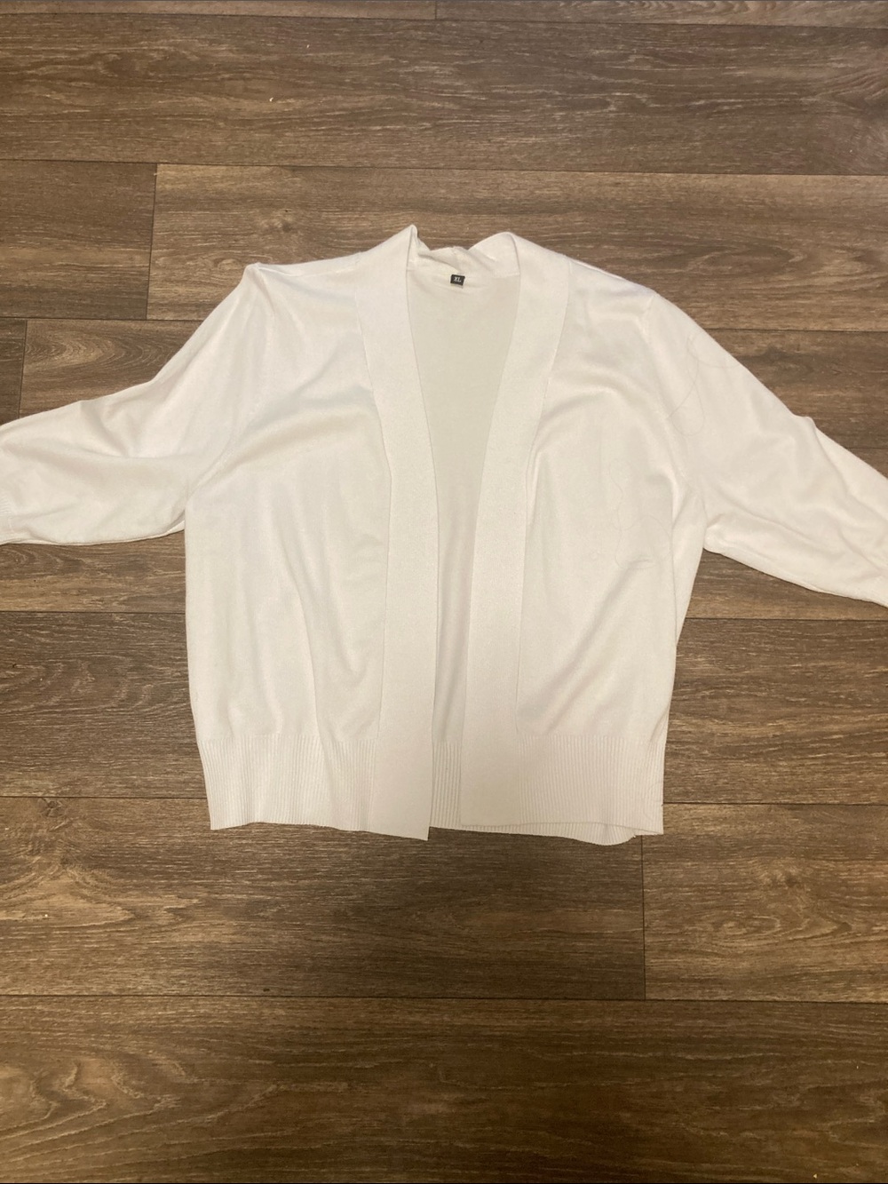 Women's White Open Front Cardigan Sweater XL